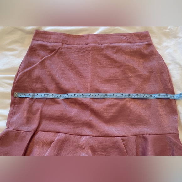 Pink Satin High-Waisted Ruffled Mini Skirt, Size Large - Picture 3 of 5